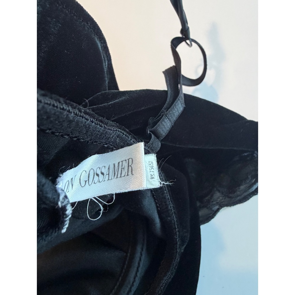 On Gossamer Black Velvet Bustier Camisole Lace Trim Padded Underwire Top Women M - Picture 6 of 6